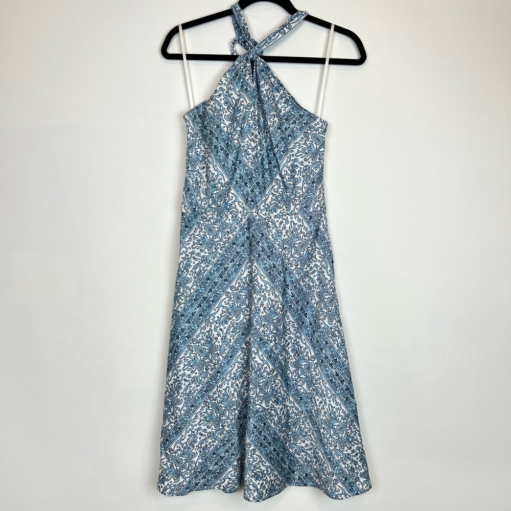 Loft Halter Top Dress Mosaic Mediterranean Print side zip cotton size 4